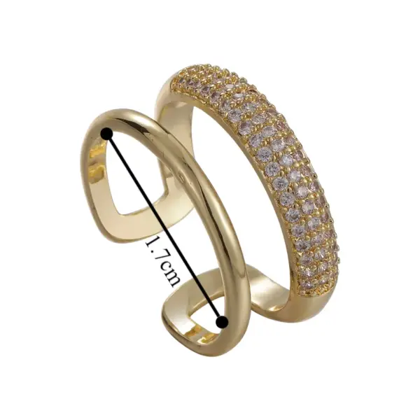 Simple Style Solid Color Copper White Gold Plated Gold Plated Zircon Open Rings In Bulk