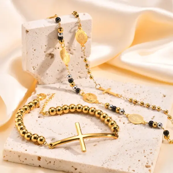 Wholesale PVD Coated Real Gold Plated 18K Portrait Virgin Mary 201 Stainless Steel Classical IG Style Waterproof Non Tarnish Bracelets