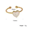 PVD Coated Real Gold Plated 18K Gold Heart Shape 304 Stainless Steel Cute Vintage Style Simple Style Waterproof Non Tarnish Open Rings