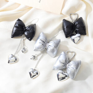 Wholesale Korean Niche New Cotton Leather Bow Mobile Phone Pendant High-end Sense Bag Keychain Hanging Women