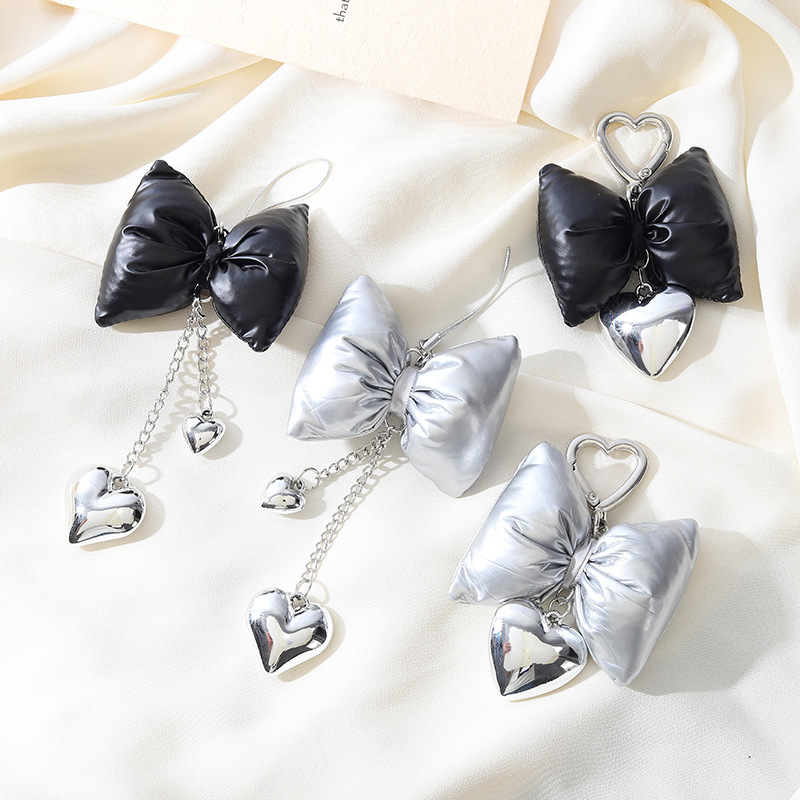 Wholesale Korean Niche New Cotton Leather Bow Mobile Phone Pendant High-end Sense Bag Keychain Hanging Women