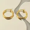 Wholesale PVD Coated 18K Gold Plated Round Stainless Steel Classic Style Waterproof Non Tarnish Hoop Earrings
