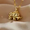 Copper Elephant PVD Coated Zircon Gold Plated Cute Waterproof Non Tarnish Plating Inlay Lobster Trigger Clasp Closure Pendant Necklace