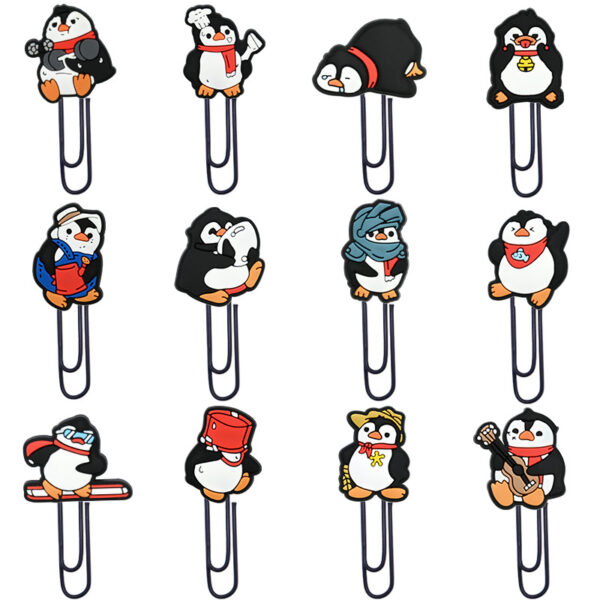 Wholesale Random 50pcs Cartoon Antarctic Penguin Student Paper Clip Bookmark