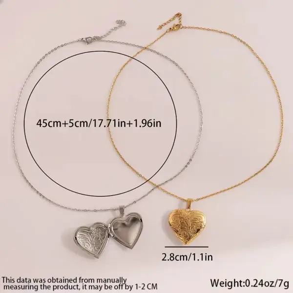 PVD Coated Real Gold Plated 18K Heart Shape 304 Stainless Steel Sweet Simple Style Waterproof Non Tarnish Pendant Necklace Locket