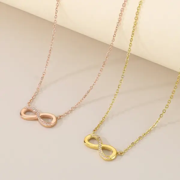 Wholesale PVD Coated 18K Gold Plated Infinity 304 Stainless Steel Basic Simple Style Classic Style Waterproof Non Tarnish 304 Stainless Steel Pendant Necklace