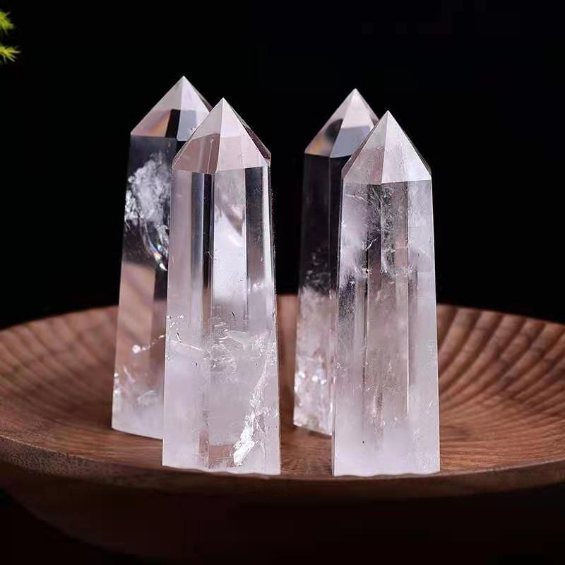 Wholesale White crystal column white crystal single inted prism white crystal raw stone lished hexagonal prism crystal ornaments factory straight hair
