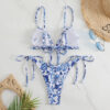 oly-a0b1ede9b03341fb956214a9714f5334 Wholesale 2023 new small fresh floral swimsuit women's sexy lace-up bikini beach triangle split swimsuit