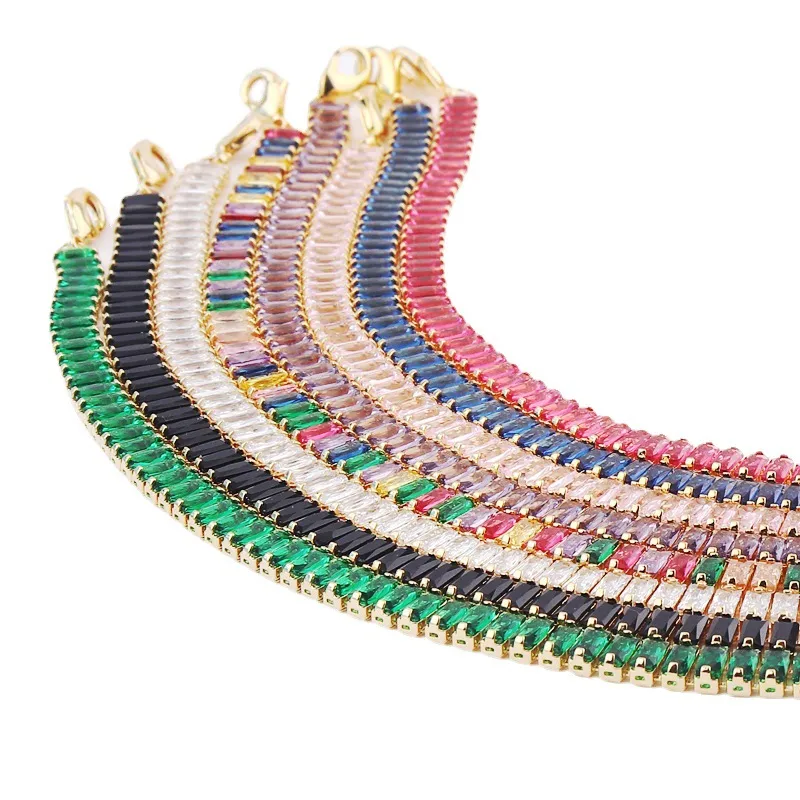 Wholesale Copper Cable Chain Inlay Geometric Zircon Necklace