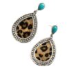 Wholesale Amazon Cross Border Fashion Retro Bohemian Turquoise Leopard Pendant Earrings Ethnic Long Earrings