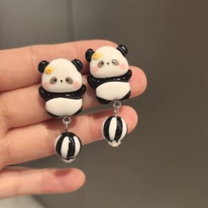 Wholesale Black and white panda earrings