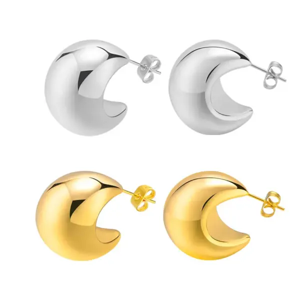 Wholesale 1 Pair Simple Style Solid Color Plating Stainless Steel 18k Gold Plated Ear Studs