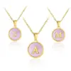 Wholesale Simple Style Letter Titanium Steel Plating Inlay Shell Pendant Necklace