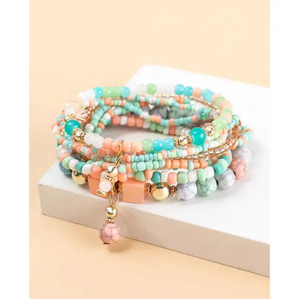 Bohemian Geometric Mixed Materials Artificial Pearls Shell Beaded Bracelets For Women'S Party Festival