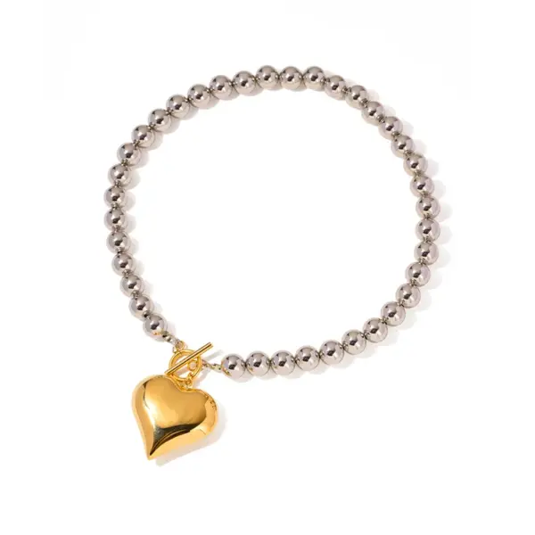 Wholesale PVD Coated Real Gold Plated Heart Shape Stainless Steel IG Style Exaggerated Waterproof Non Tarnish 304 Stainless Steel Necklace