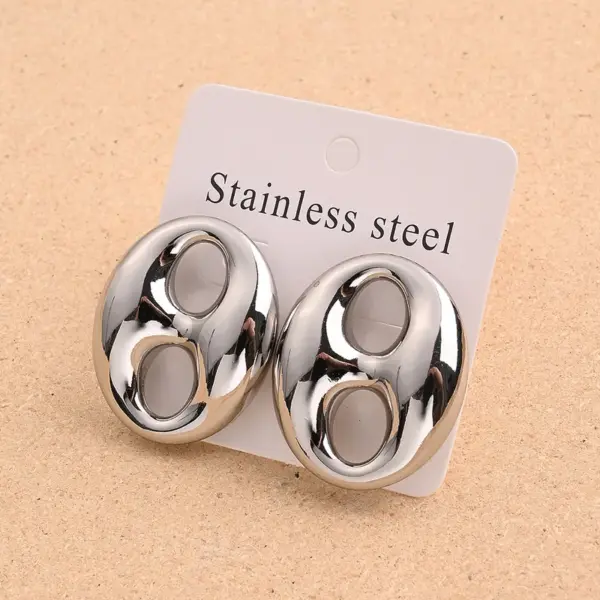 Wholesale Electroplating Golden Plated Coffee Beans Round Heart Shape 304 Stainless Steel Casual Modern Style Simple Style Handmade Polishing Enamel Earrings Ear Studs