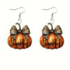 Wholesale Pumpkin bow earrings, flat acrylic earrings