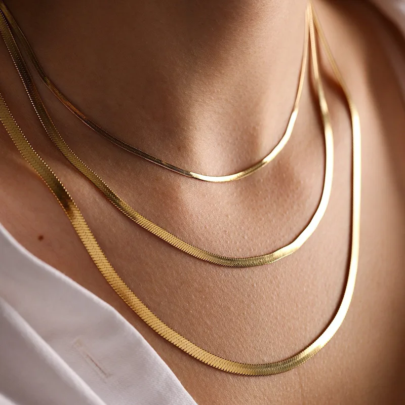 Wholesale PVD Coated Real Gold Plated Solid Color 304 Stainless Steel Simple Style Streetwear Waterproof Non Tarnish 304 Stainless Steel Necklace