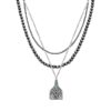 oly-a0ddad56812f23c221b9856b0bf87f36 Wholesale western style brushed b round bead necklace vintage carved turquoise pendant multi-layer necklace jewelry