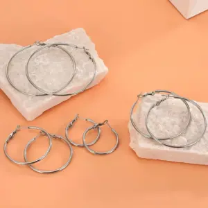 Silver / 30/40/50/60mm 4 Pairs Set
