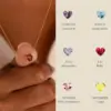 201 Stainless Steel 304 Stainless Steel Glass Gold Plated Simple Style Plating Inlay Heart Shape Birthstone Necklace