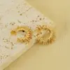 Wholesale 1 Pair Elegant Solid Color Plating Stainless Steel Titanium Steel 18K Gold Plated Ear Studs