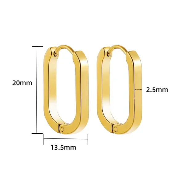 Wholesale 201 Stainless Steel Oval PVD Coated 18K Real Gold Plated Simple Style Plating Gold Earrings
