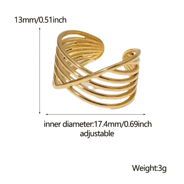 Wholesale PVD Coated Real Gold Plated 18K Gold Geometric 304 Stainless Steel Basic Waterproof Non Tarnish Open Rings