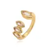 Wholesale Elegant Luxurious Shiny V Shape Copper Plating Inlay Zircon 18k Gold Plated Open Rings