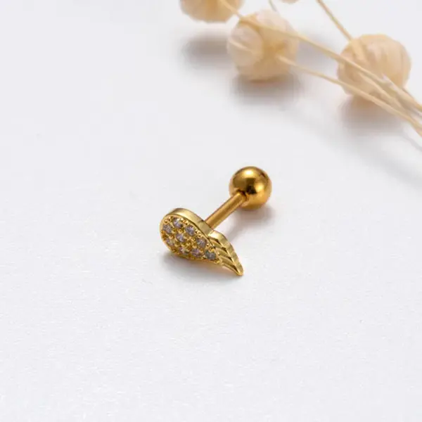 Wholesale 1 Piece Sweet Simple Style Geometric Wings Butterfly Plating Inlay Copper Zircon Cartilage Earrings