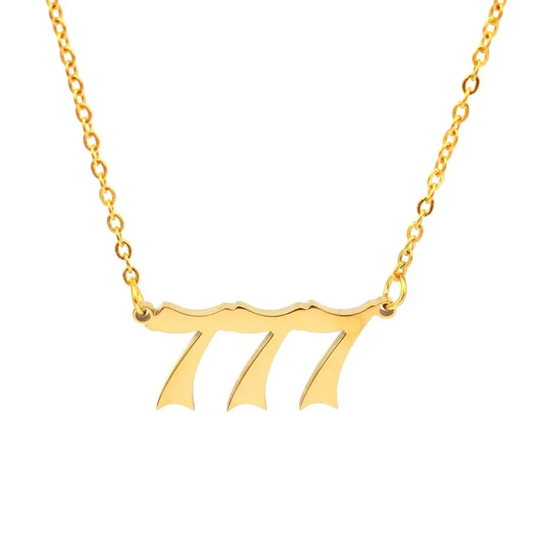 Wholesale Unisex 777 Angel Number Stainless Steel Gold Plated Choker Necklace Birthday Gift Neutral Style Letter/Number/Text Pattern