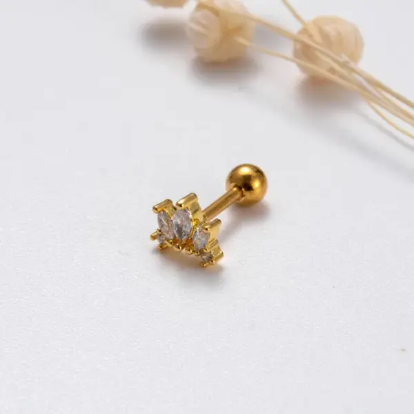 Wholesale 1 Piece Sweet Simple Style Geometric Wings Butterfly Plating Inlay Copper Zircon Cartilage Earrings