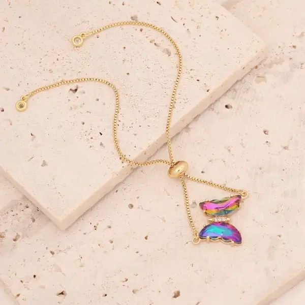 Copper 18K Gold Plated Sweet Butterfly Butterfly Zircon Bracelets