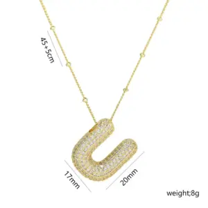 Letter U Necklace-Gold