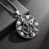 Wholesale Cross-border European and American Personality Death Round Brand Stainless Steel Necklace Men's Hip-hop Creative Five-pointed Star Skull Death Pendant