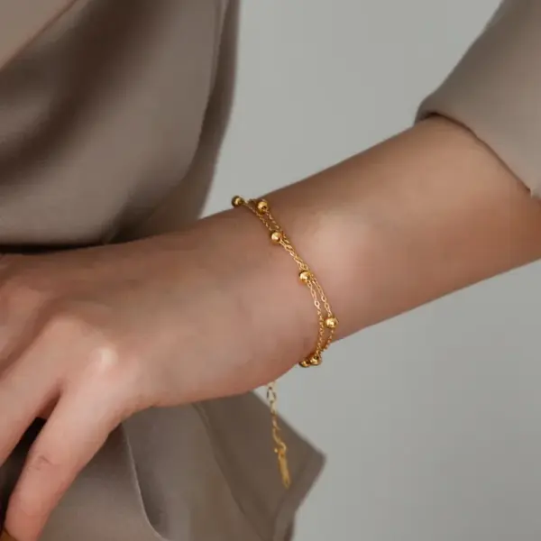 Wholesale PVD Coated Real Gold Plated 18K Gold Solid Color 304 Stainless Steel Sweet Waterproof Non Tarnish Bracelets Necklace