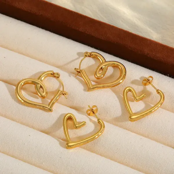 Wholesale 1 Pair Cute Basic Simple Style Irregular Heart Shape Plating 304 Stainless Steel 18K Gold Plated Earrings