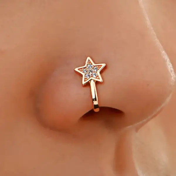 Fashion Copper Inlaid Zircon Star Nose Nail Wholesale Nihaojewelry Nose Pin