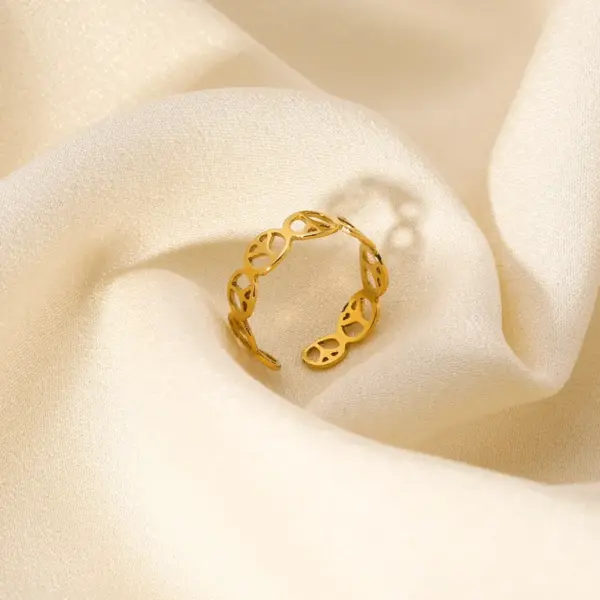 Wholesale PVD Coated Real Gold Plated 18K Gold Geometric Solid Color 201 Stainless Steel Simple Style Waterproof Non Tarnish Open Rings