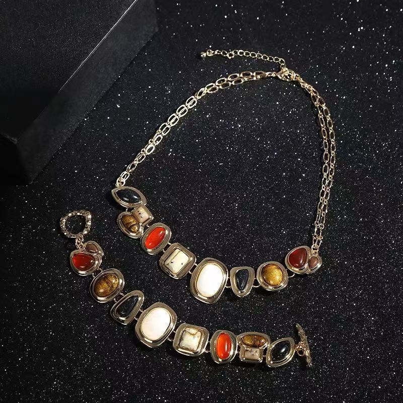 Wholesale Plain circle, stone beads, collarbone chain