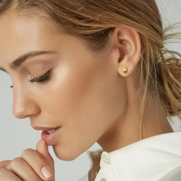Wholesale PVD Coated Gold Plated Water Droplets 304 Stainless Steel Simple Style Waterproof Non Tarnish 304 Stainless Steel Ear Studs