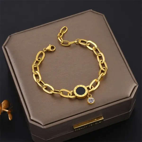 Fashion Geometric 304 Stainless Steel 18K Gold Plated Acrylic Artificial Rhinestones Resin Stainless Steel Bracelets In Bulk