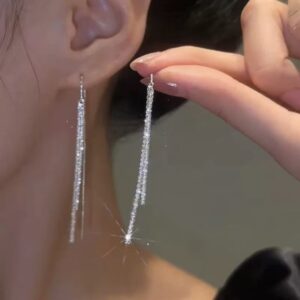 Wholesale Elegant Long Round Face Slim Galaxy Tassel Earrings Fashion Niche Design High-end All-match New Earrings for Women