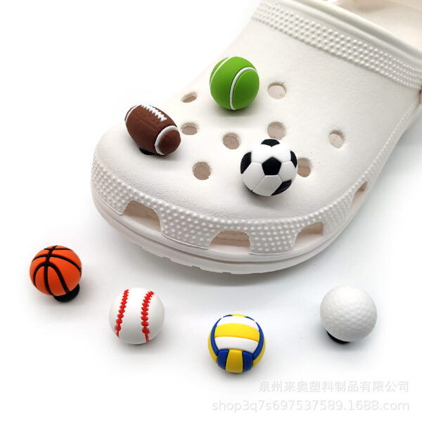 Wholesale Cross-Border 3D Football Hole Shoe Flower Spot Pvc Basketball Tennis Rugby Decoration Cartoon Stereo Shoe Buckle