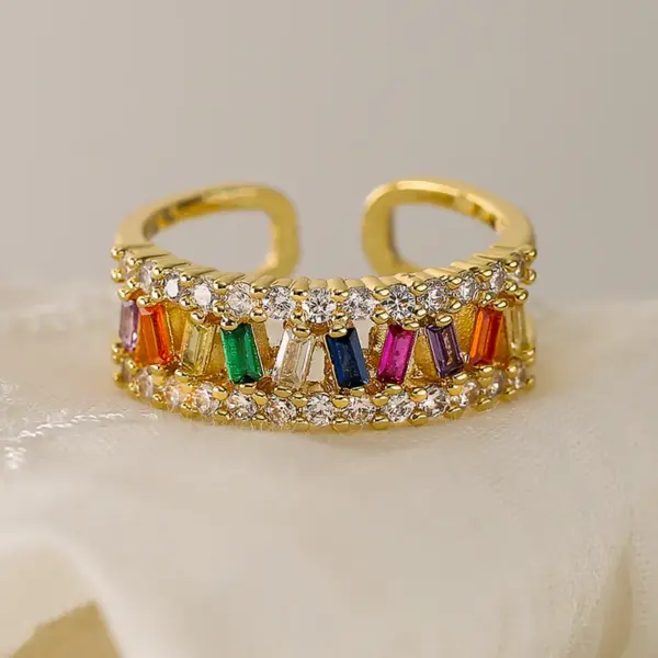 Wholesale 1 Piece Fashion Round Copper Plating Inlay Pearl Zircon Open Ring