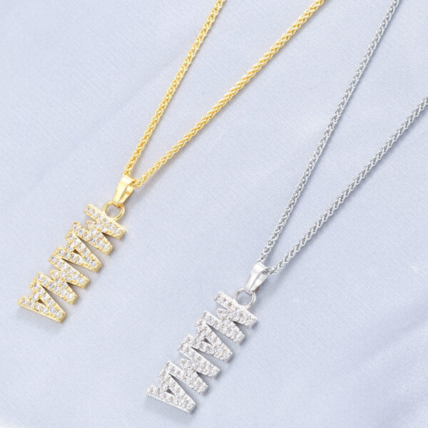 Wholesale European and American copper inlaid with zirconium English letter MAMA pendant necklace mother mother's day gift cross-border wholesale VL509