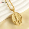 Wholesale Retro 3D Embossed Madonna Pendant Men's 18K Stainless Steel Necklace Jewelry