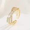 Wholesale Jewelry Lady Heart Shape Crown Flower Copper Zircon Inlay Open Rings