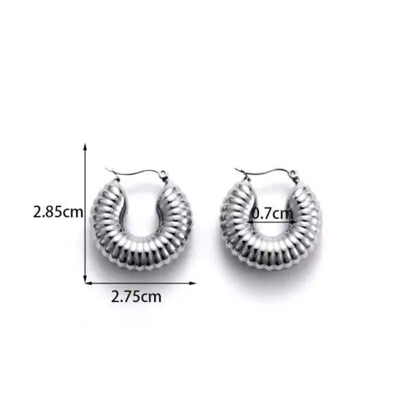 PVD Coated C Shape Water oplets 304 Stainless Steel Simple Style Waterproof Non Tarnish Ear Studs