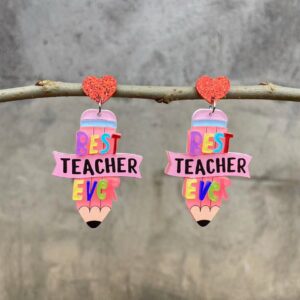 Wholesale Cross-border Acrylic Teachers' Day Graduation Season Opening Season Pencil Color English Letter Holiday Gift Earrings